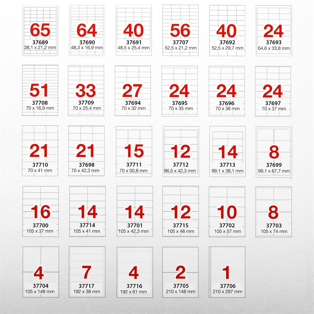 Etikety samolepiace 105x37mm (16/A4), 100ks, A-SERIES