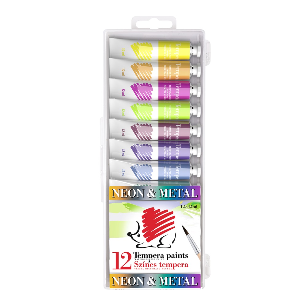 Temperové farby ICO 12 neónových farieb 12ml