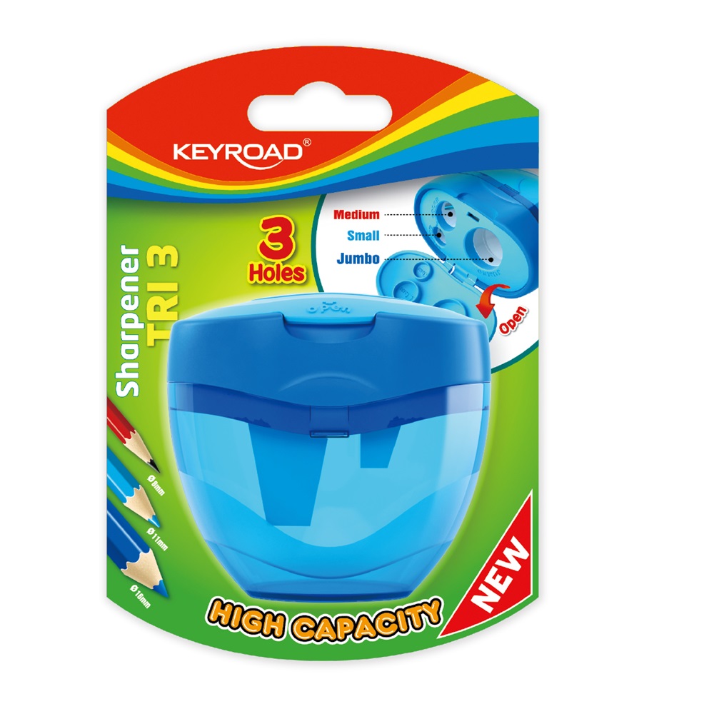 Strúhadlo 3-dierové Keyroad TRI 3 so zásobníkom mix farieb
