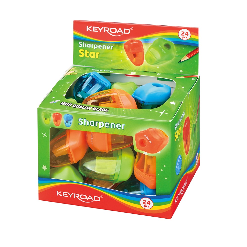 Strúhadlo 1-dierové Keyroad Starfish plastové mix farieb 24ks v balení
