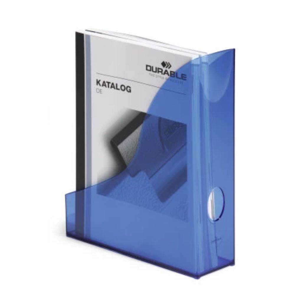 Stojan na časopisy 7,3cm plastový Durable Basic priehľadný modrý