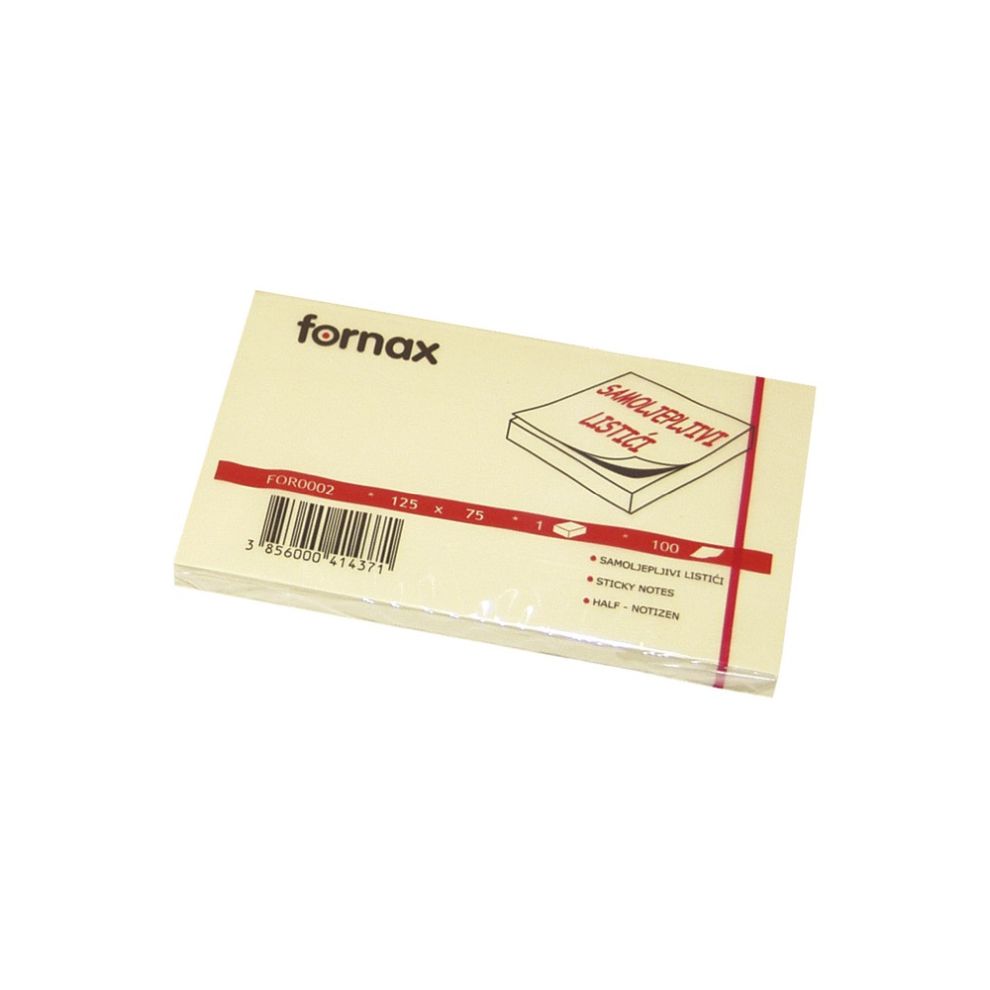 Samolepiaci bloček 75x125mm 100 lístkov Fornax žltý