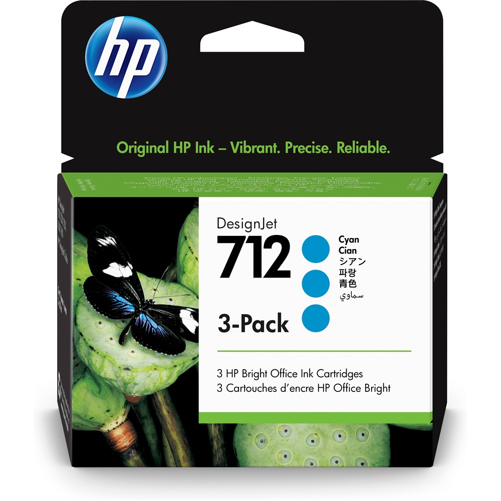 HP 712 (3ED77A) Cyan ORIGINAL 3-Pack