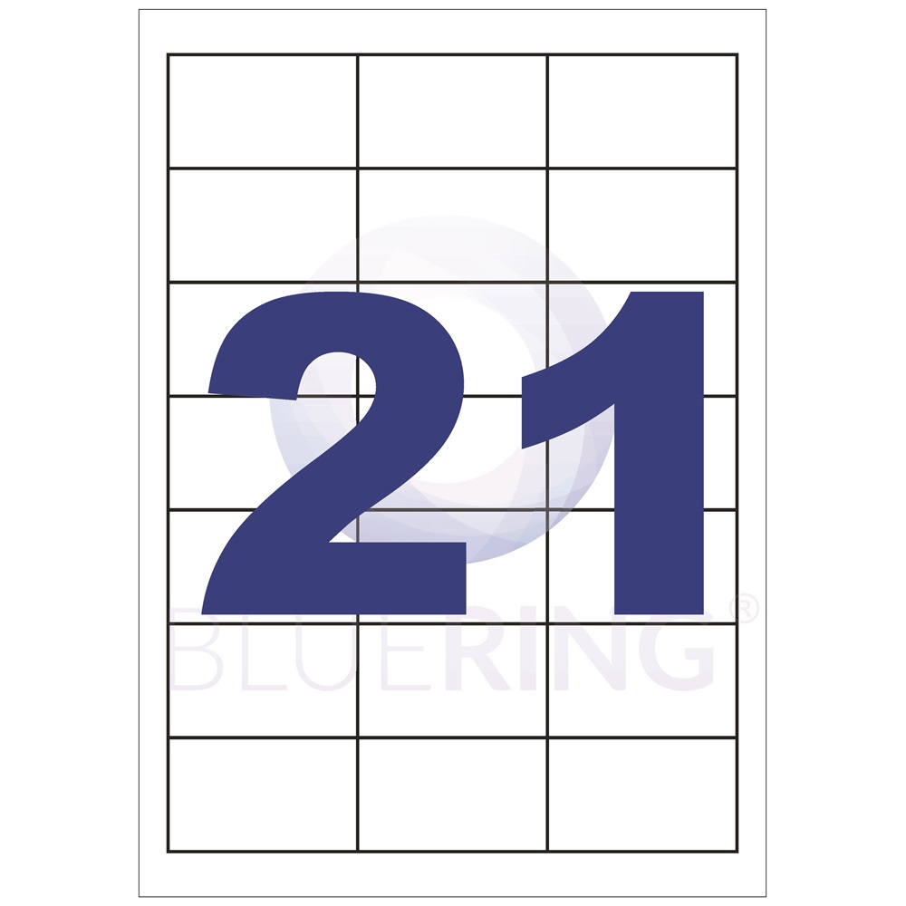Etikety samolepiace 63x39,5mm (21/A4), 100ks, Bluering®