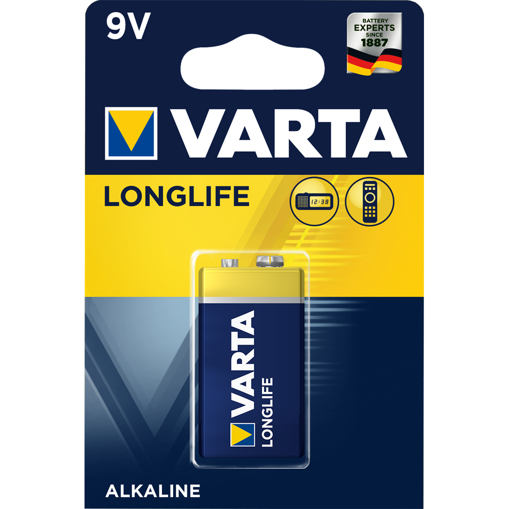 Batéria 9V alkalická 6LR61, VARTA LONGLIFE