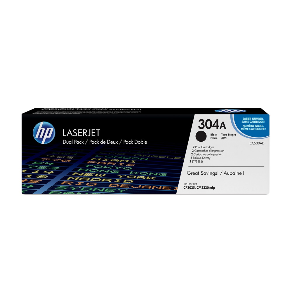 HP CC530AD (304A) Black ORIGINAL toner (dvojbalenie)