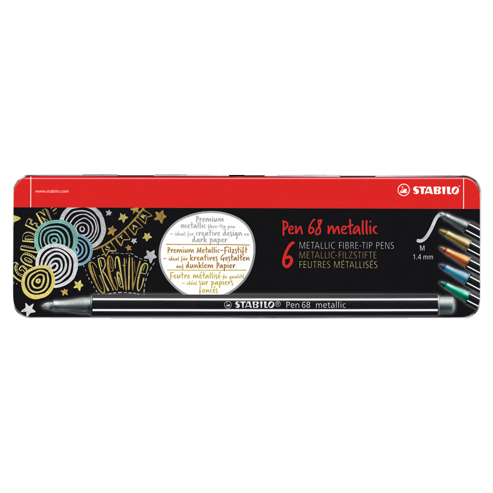 Popisovač 1mm mix metalických farieb, STABILO Pen 68 Metallic sada 6ks