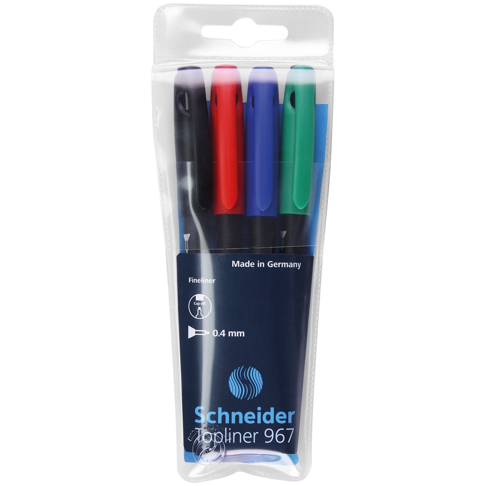Liner 0,4mm mix farieb, SCHNEIDER Topliner 967 sada 4ks