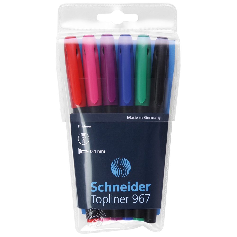 Liner 0,4mm sada 6 rôznych farieb, SCHNEIDER Topliner 967