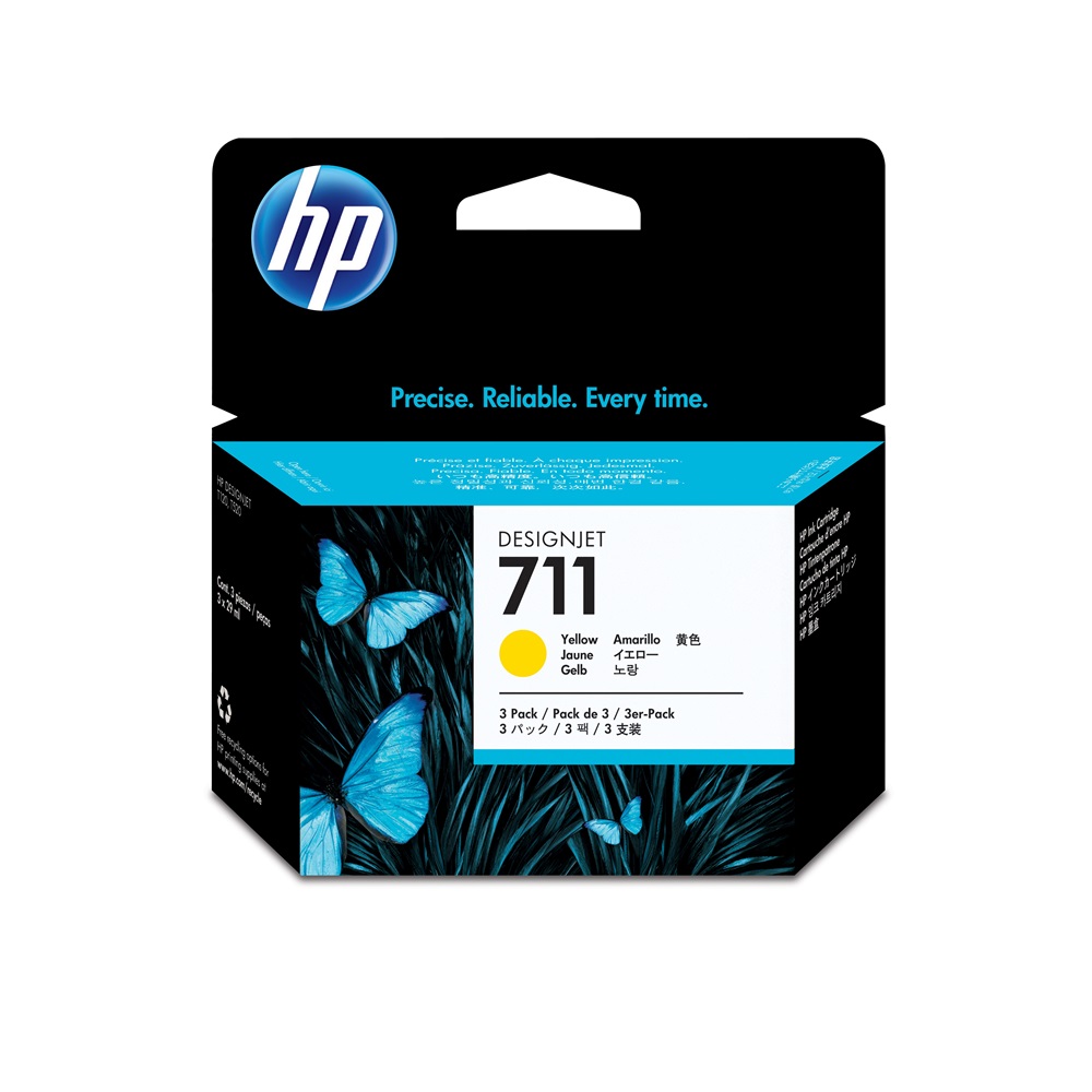HP 711 (CZ136A) 3-Pack Yellow ORIGINAL