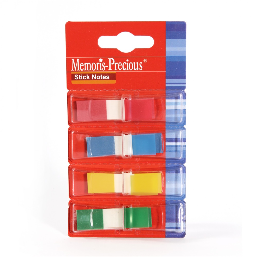 Samolepiace záložky plastové 12x55mm 4x25 lístkov Memoris mix farieb