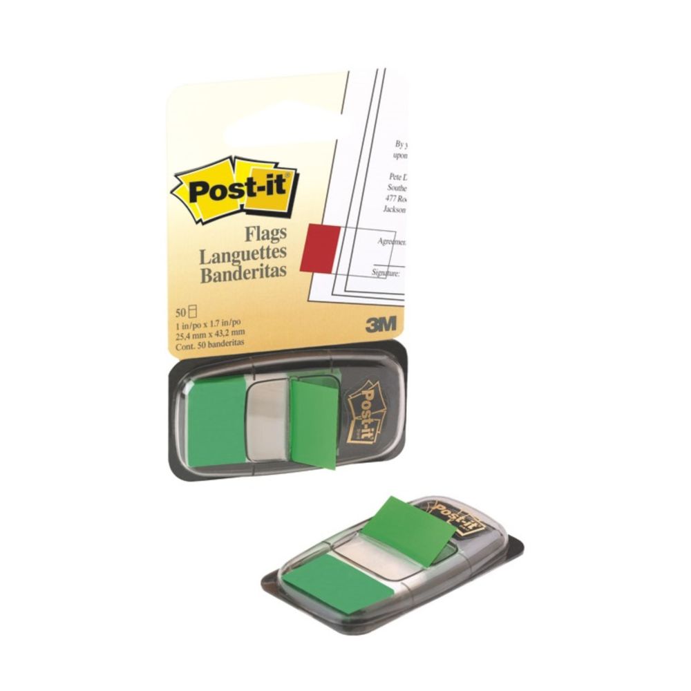 Samolepiace záložky plastové 25,4x43,2mm 50 lístkov 3M Post-it zelené