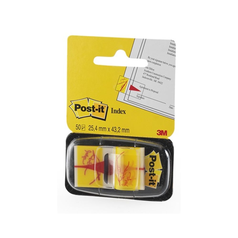 Samolepiace záložky plastové 25,4x43,2mm 50 lístkov 3M Post-it "podpis"