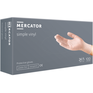 Vinylové rukavice bez púdru L, 100ks, MERCATOR transparent