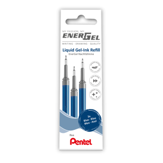 Náhradné náplne pre roller gélový 0,25mm Pentel EnerGel 3ks modré