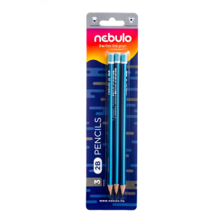 Ceruzka grafitová 2B NEBULO trojhranná 3ks v balení
