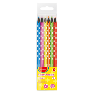 Sada farebných ceruziek Keyroad Neon 6 neónových farieb s čiernym vnútrom
