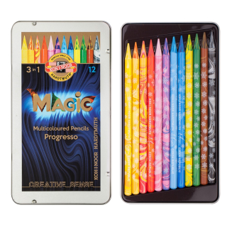 Sada farebných ceruziek Koh-I-Noor Progresso Magic 12 farieb