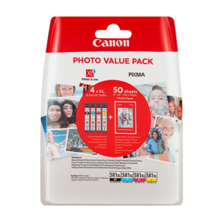 Canon CLI581XL (CLI-581BKCMY XL) MultiPack ORIGINAL + fotopapier