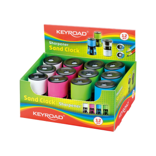 Strúhadlo 2-dierové Keyroad SandClock so zásobníkom mix farieb 12ks v balení