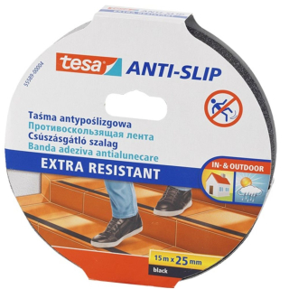 Protišmyková páska 25mm x 15m Tesa Anti-Slip Extra Resistant čierna