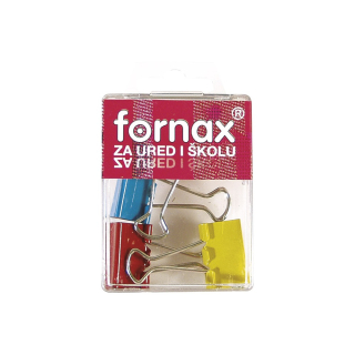 Binder klip 25mm Fornax 4ks v balení farebné