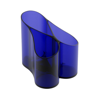 Stojan na perá 3-priehradkový ICO Lux priehľadný modrý