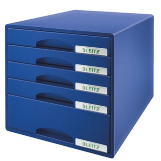 Zásuvkový box LEITZ Plus s 5 zásuvkami modrý