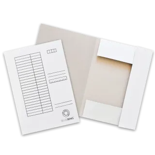 Kartónový obal s chlopňami a tabuľkou A4 230g Bluering® biely