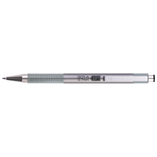 Guľôčkové pero 0,7mm ZEBRA F-301A, metalické strieborné telo, náplň modrá
