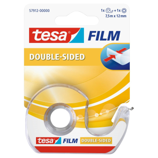 Obojstranná lepiaca páska 12mm x 7,5m transparentná s dispenzorom, Tesa 57912
