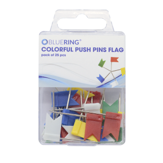 Pripínačky do korkovej tabule v tvare vlajky 25ks, mix farieb, Bluering®