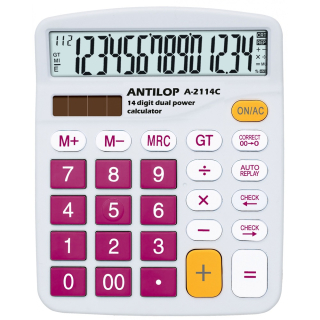 Kalkulačka stolová s bordovými tlačidlami, ANTILOP A-2114C