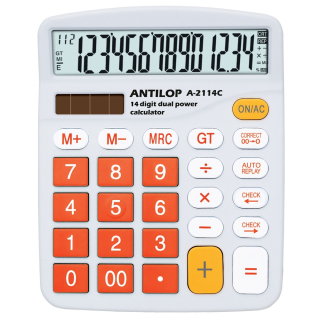 Kalkulačka stolová s oranžovými tlačidlami, ANTILOP A-2114C