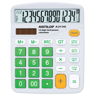 Kalkulačka stolová so zelenými tlačidlami, ANTILOP A-2114C