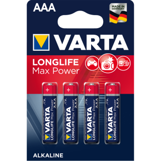 Batéria AAA mikrotužková LR03 alkalická, 4ks, VARTA LONGLIFE Max Power