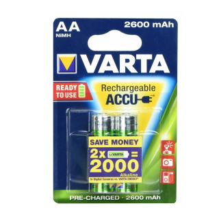 Batéria AA tužková HR6 dobíjateľná 2600mAH, 2ks, VARTA