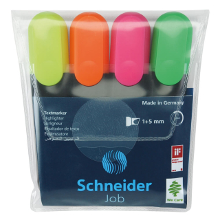 Zvýrazňovač 1-5mm mix farieb, SCHNEIDER Job 150 sada 4ks