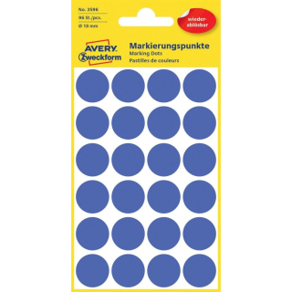 Etikety kruhové odnímateľné 18mm (24/hárok) 4 hárky, Avery modré