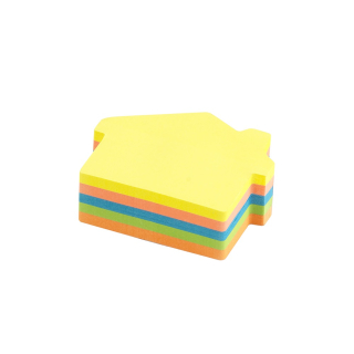 Samolepiaci bloček v tvare domčeka, 250 lístkov, mix neónových farieb