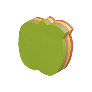 Samolepiaci bloček v tvare jablka, 200 lístkov, mix neónových farieb