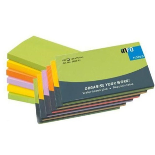 Samolepiaci bloček 125x75mm 6x100 lístkov Info Notes mix žiarivých farieb