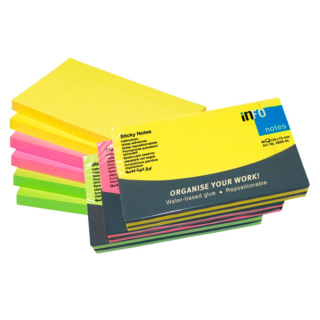Samolepiaci bloček 125x75mm 6x80 lístkov Info Notes mix žiarivých farieb