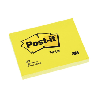 Samolepiaci bloček 76x102mm 100 lístkov 3M 657 Post-it žltý