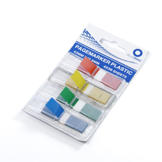 Samolepiace záložky plastové 12,5x43mm 4x36 lístkov Bluering® mix farieb