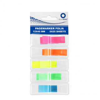 Samolepiace záložky plastové 12x45mm 5x25 lístkov Bluering® mix farieb