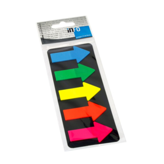 Samolepiace záložky papierové 25x45mm 5x25 lístkov Info GLN mix farieb šípky