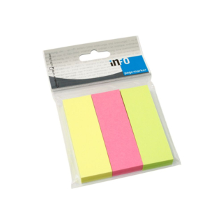 Samolepiace záložky papierové 25x75mm 3x100 lístkov Info GLN mix farieb