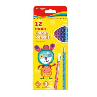 Sada farebných ceruziek Keyroad 12 farieb s gumou