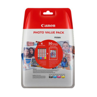 Canon CLI571 (CLI-571BK/C/M/Y) CMYK Pack ORIGINAL + fotopapier